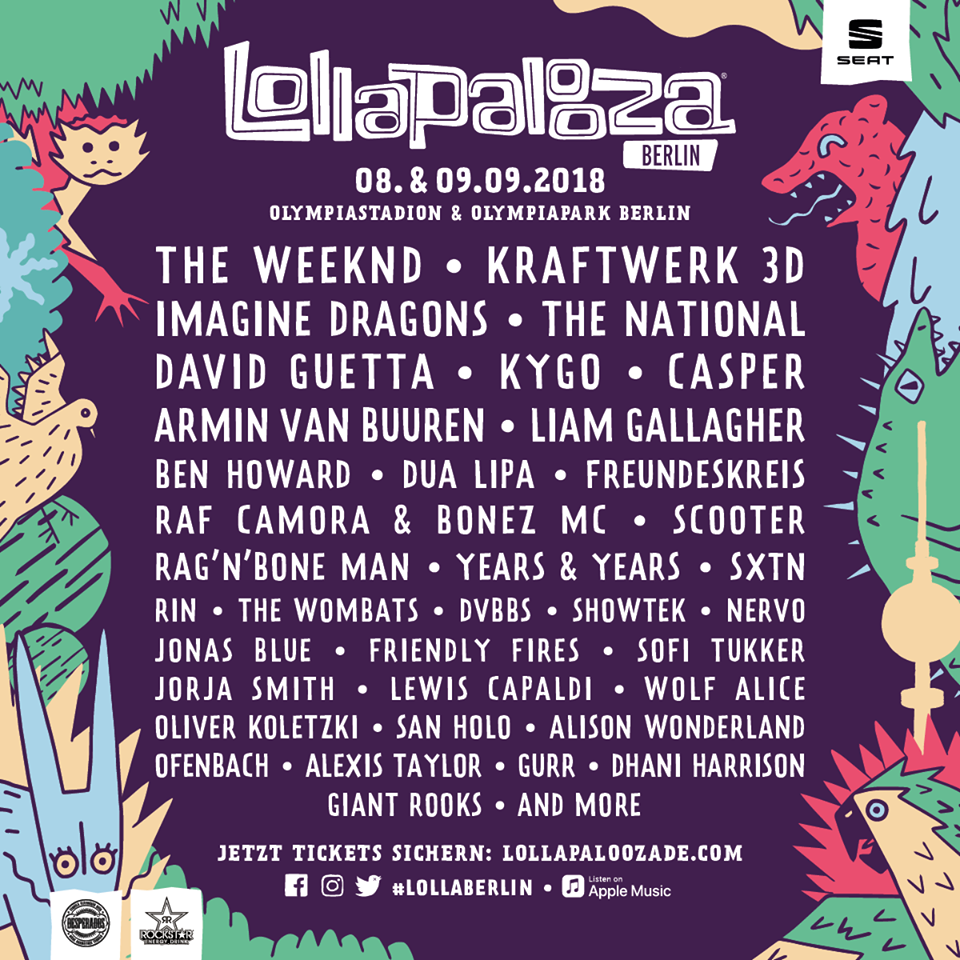 Line up fürs Lollapalooza Berlin 2018 About Musïc